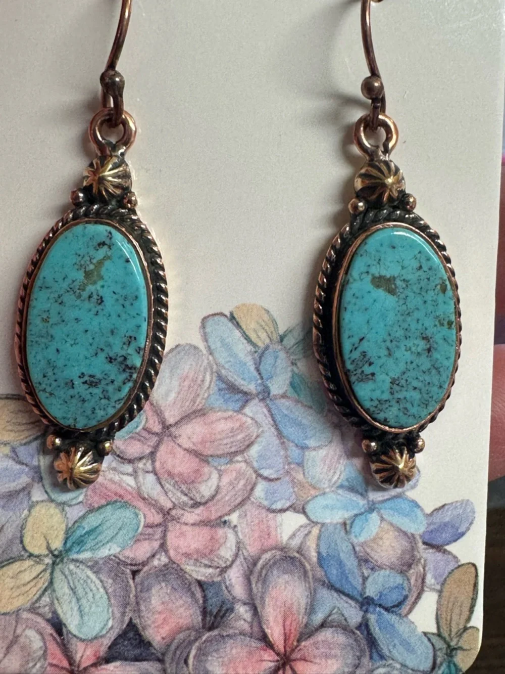Arizona Turquoise Copper Dangle Earrings - Turquoise - Picture 3 of 5